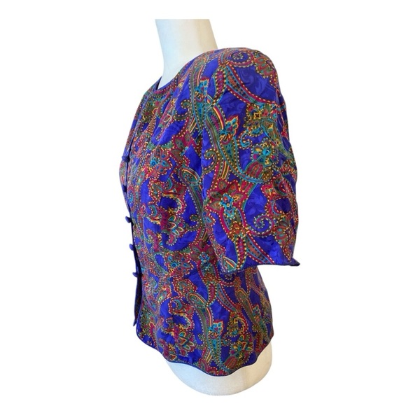 Adrianna Papell Womens Vintage 90s Silk Paisley Button Down Top - Picture 2 of 8